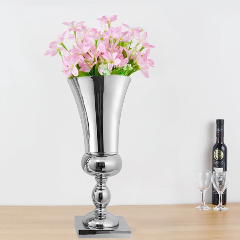 430mm Large Stunning Silver Iron Luxury Flower Vase Urn Wedding Home Table Decor