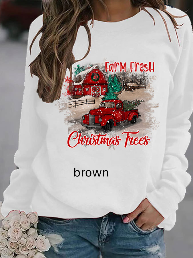 Pumpkin Printed Thin Sweater For Female Christmas Brown - Shop at LoveMi