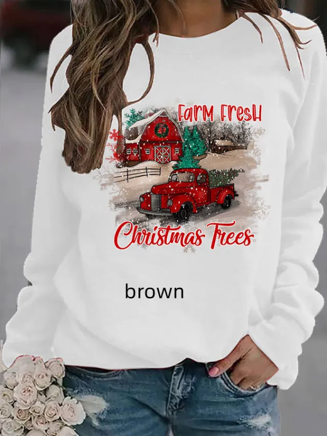 Pumpkin Printed Thin Sweater For Female Christmas Brown - Shop at LoveMi