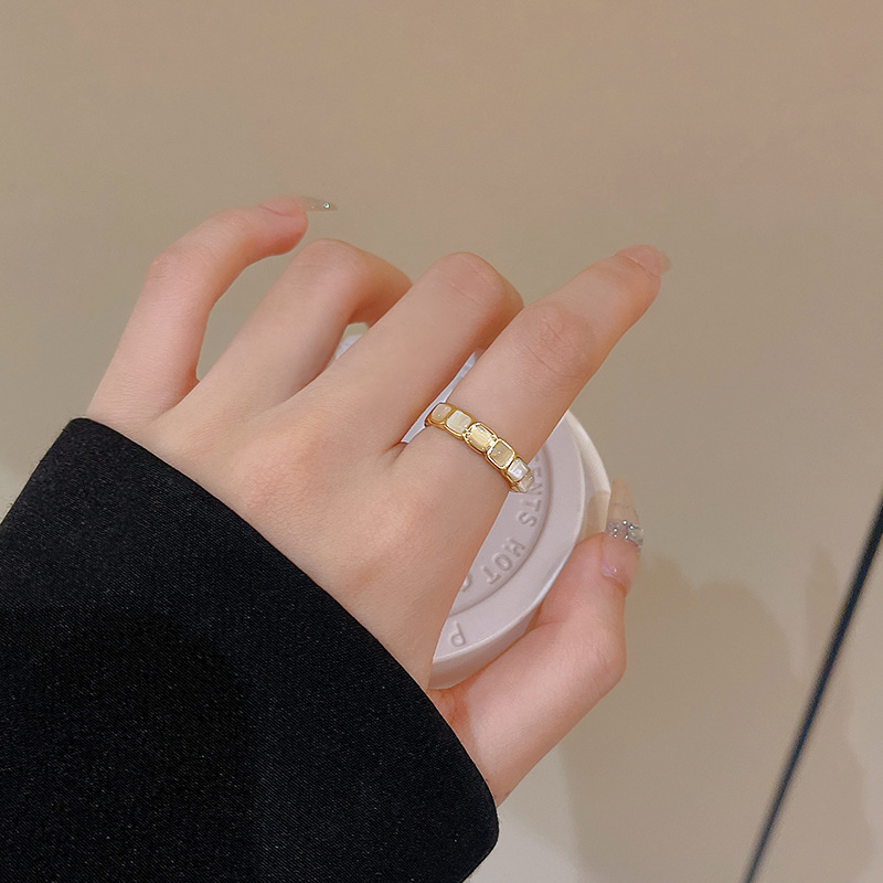 Women's Fashion Simple Square Opal Ring