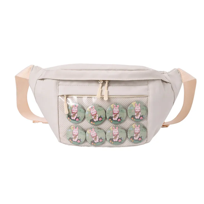 Transparent Single Sided Canvas Shoulder Handbag - White