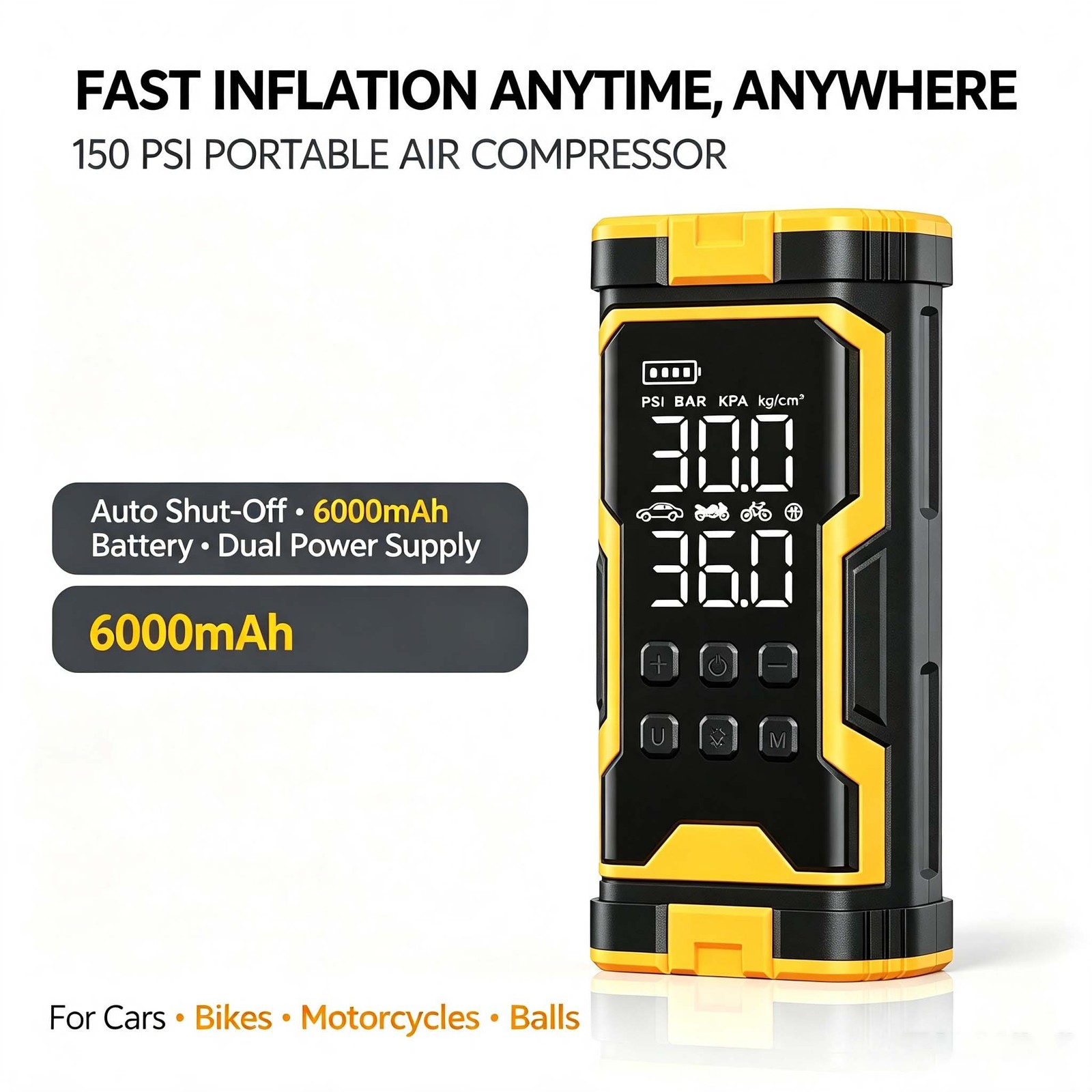 Car Tyre Inflator Cordless Digital USB Rechargeable Tire Air Compressor Pump 12V — image 11