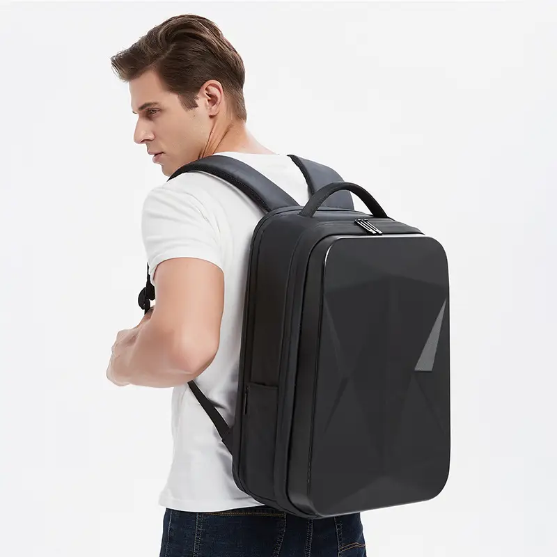 Fashion Rhombus Hard Shell Double Shoulder Large Capacity Business Backpack