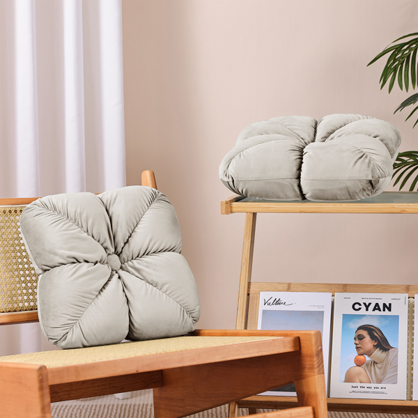 Set Of Two 14in  Square Velvet Flower Knot Accent Throw Pillows