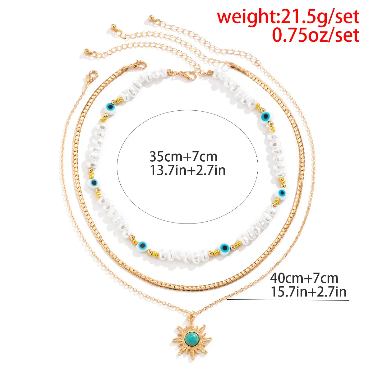 Vintage Contrast Personalized Eye Pearl Necklace
