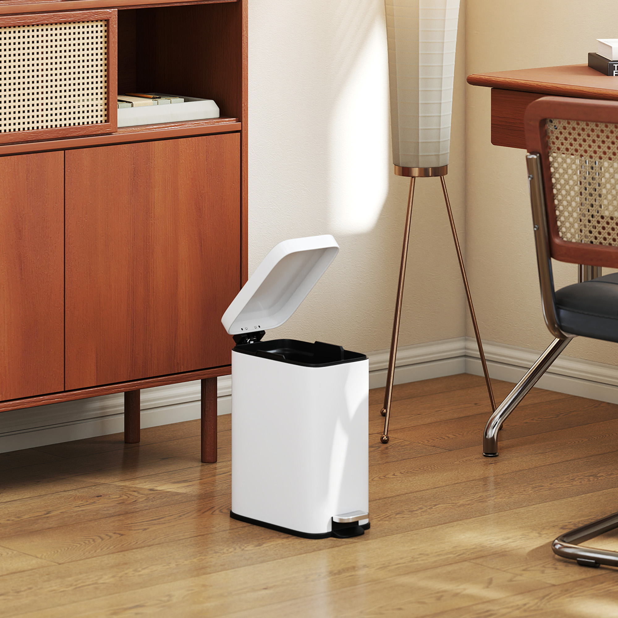 5-liter Rectangular Compact Garbage Bin, Steel Body, Detachable Silent — image 10