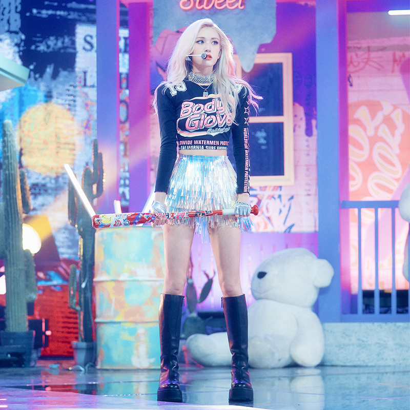 Stage Show Letter Print Racing Suit Sequin Skirt