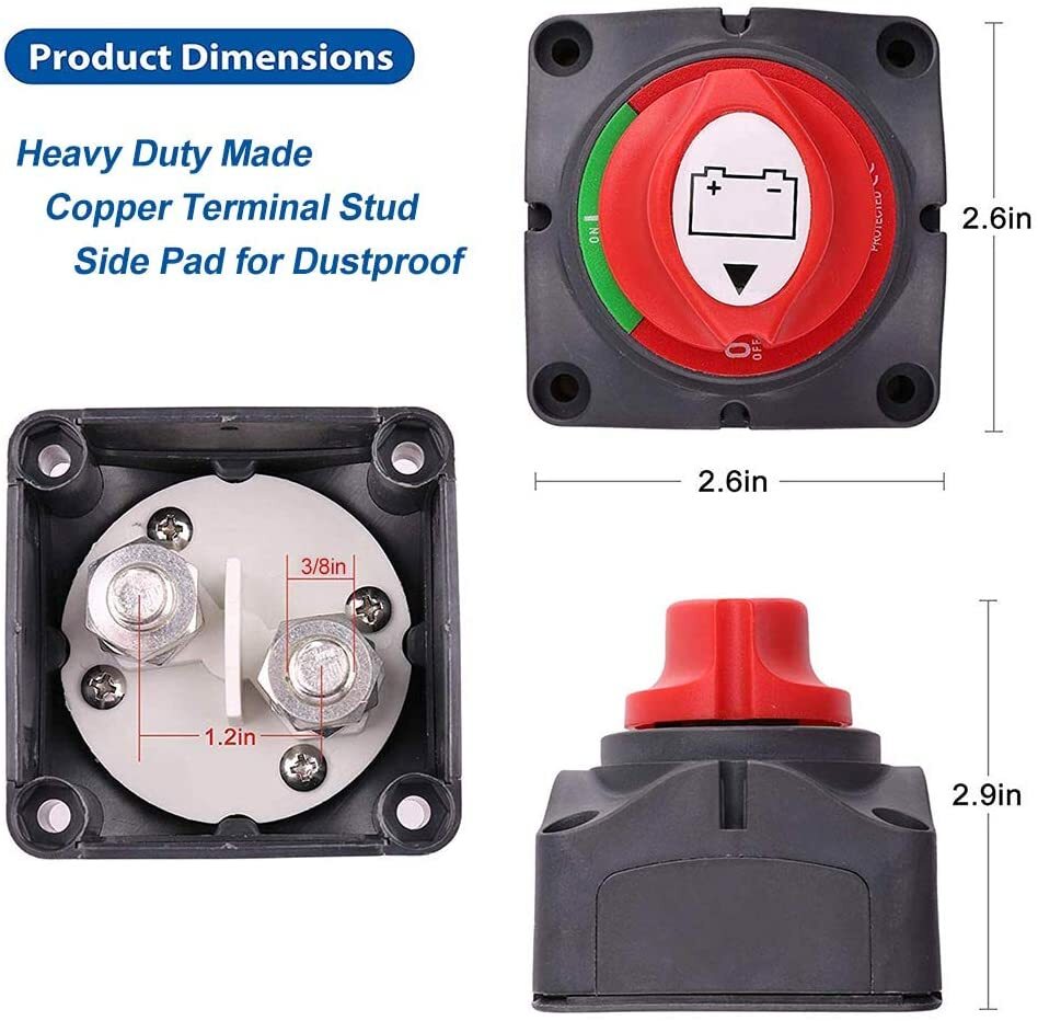 12V 600A Battery Isolator Cut Off Kill For Knob Marine Boat Camper Truck — image 5