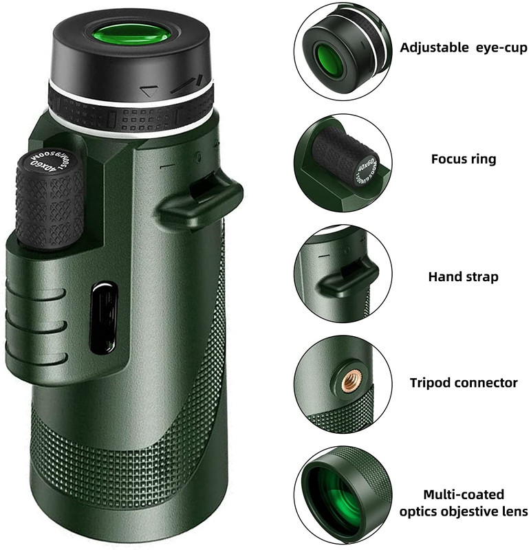 Mobile Phone Camera 40x60 Green Monocular HD - Image 5