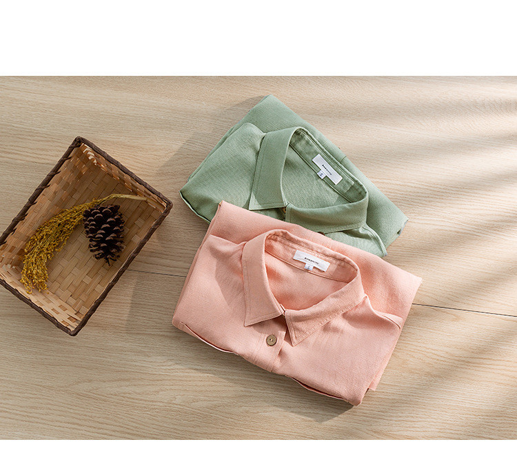 Title 9, Linen Niche Casual Solid Color Shirt