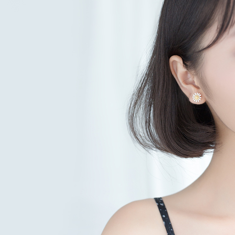 Sunflower Earrings Golden Flower Little