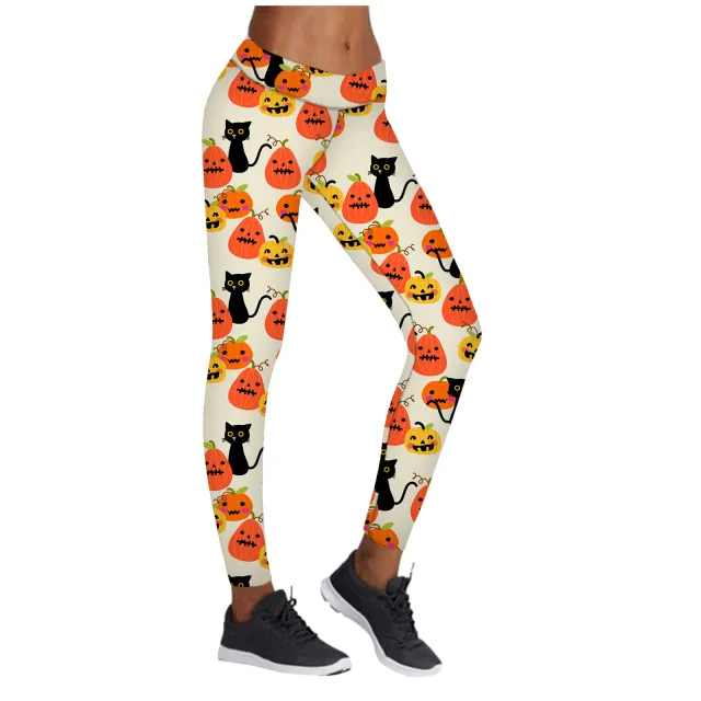 Printed Leggings Halloween Sports Yoga Pants High Stretch Pencil Pants 18Style M - Shop at LoveMi