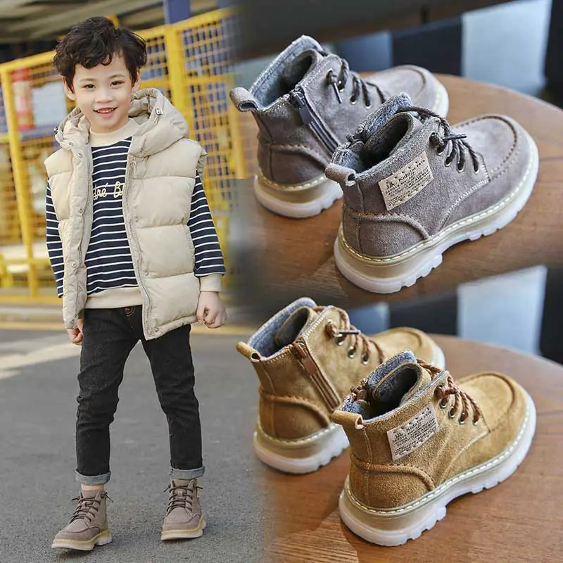Children's New Martin Boots Leather And Velvet