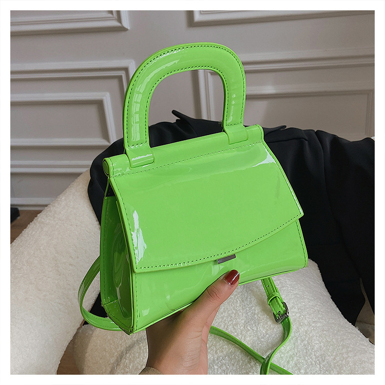 Women's Patent Leather Glossy Shoulder Messenger Bag Green - Shop at LoveMi