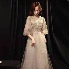 Slim Beauty Gold Banquet Evening Dress - View 1