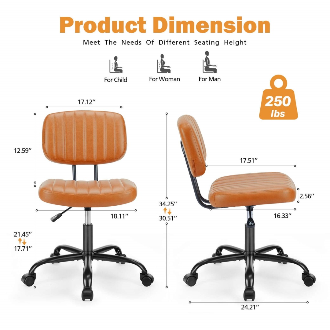 Adjustable Height 360degrees Rolling Swivel Computer Task Chair Without Arm image 34
