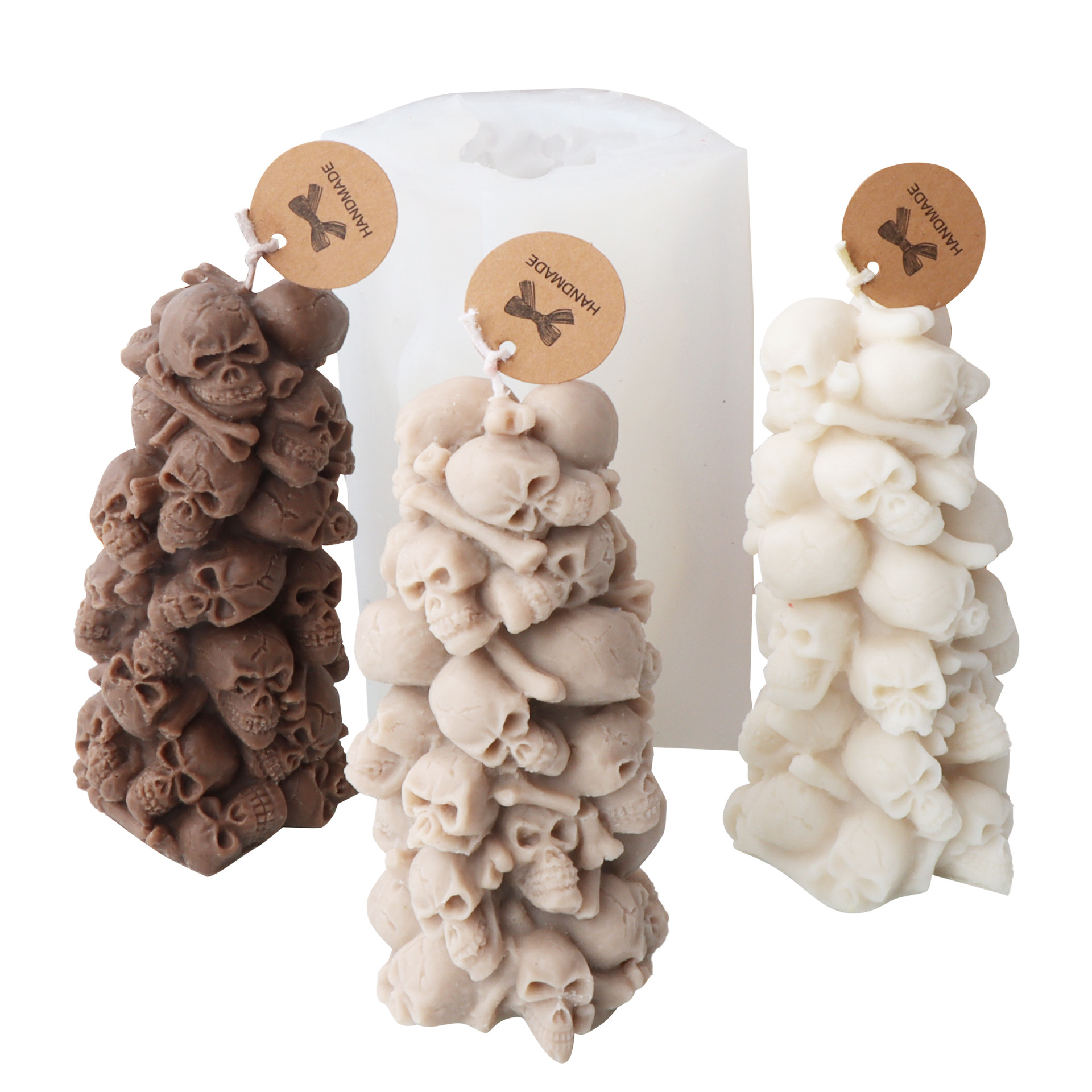 New Handmade Embossed Skull Pylon Type Candle Mould - 8