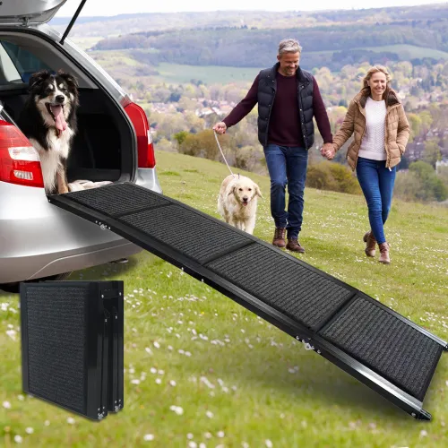 Dog Ramp For Car, 63 Long 17 Wide Folding Portable Pet Stair Ramp With Non Slip Rug Surface, Extra Wide Dog Steps For Medium & Large Dogs Up To 250... Grey - Shop at LoveMi