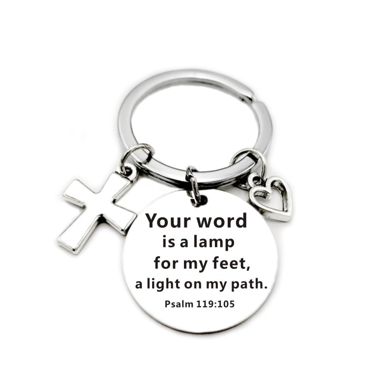 … Scripture Pendant Cross Heart Charms Keychain