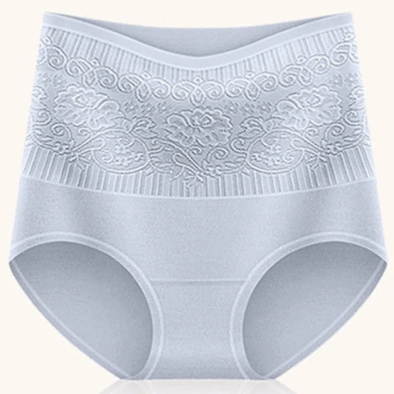 High Waist Abdomen Hip Raise Large Size Cotton Lace Sexy Panties - Purple