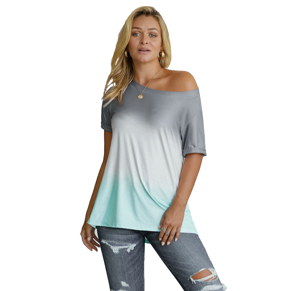 Title 5, Oblique Shoulder Short-sleeved Loose Pullover R...