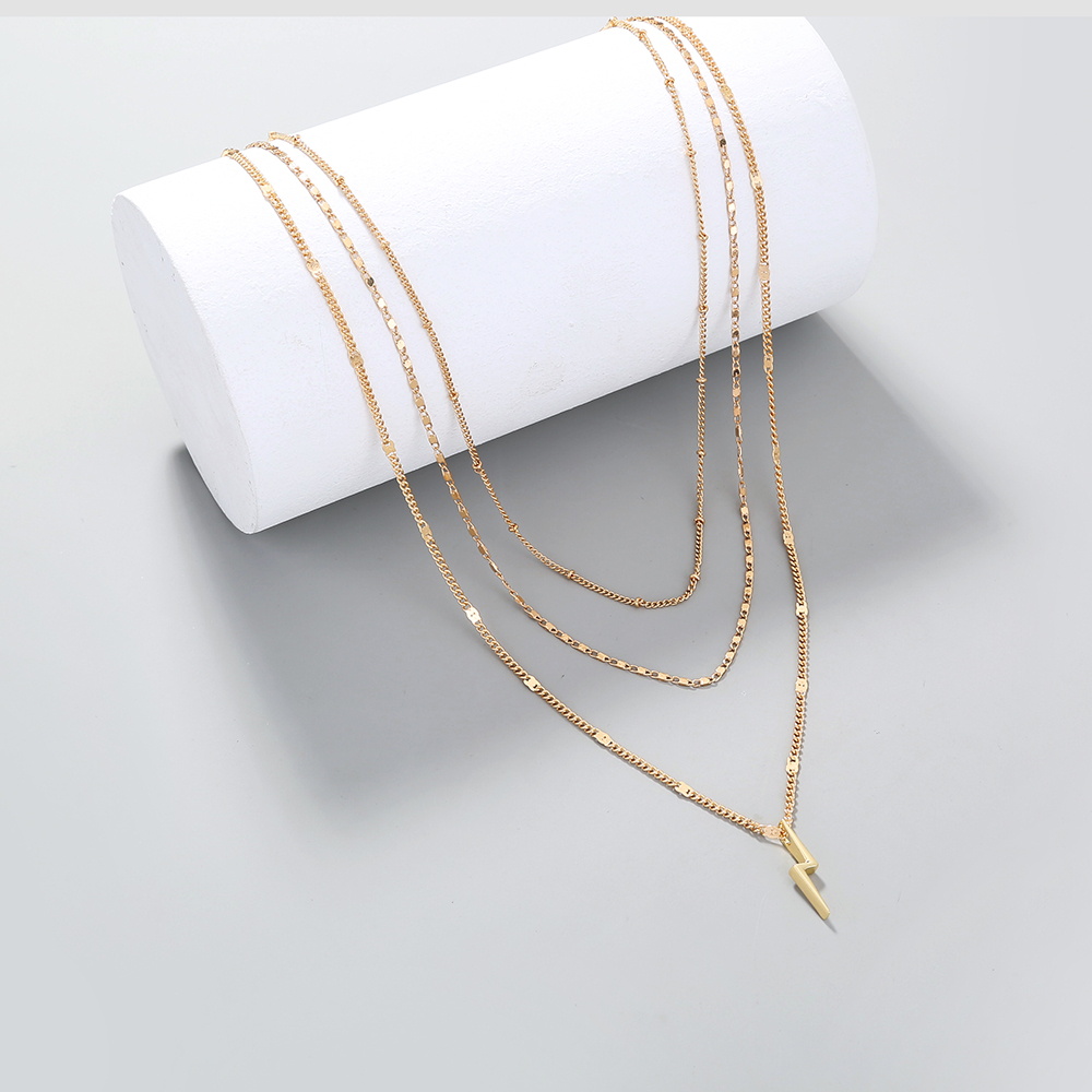 INS Cool Breeze Collarbone Chain Simple Niche Design Multi-layer Necklace Sense of Fashion Lightning Necklace Woman