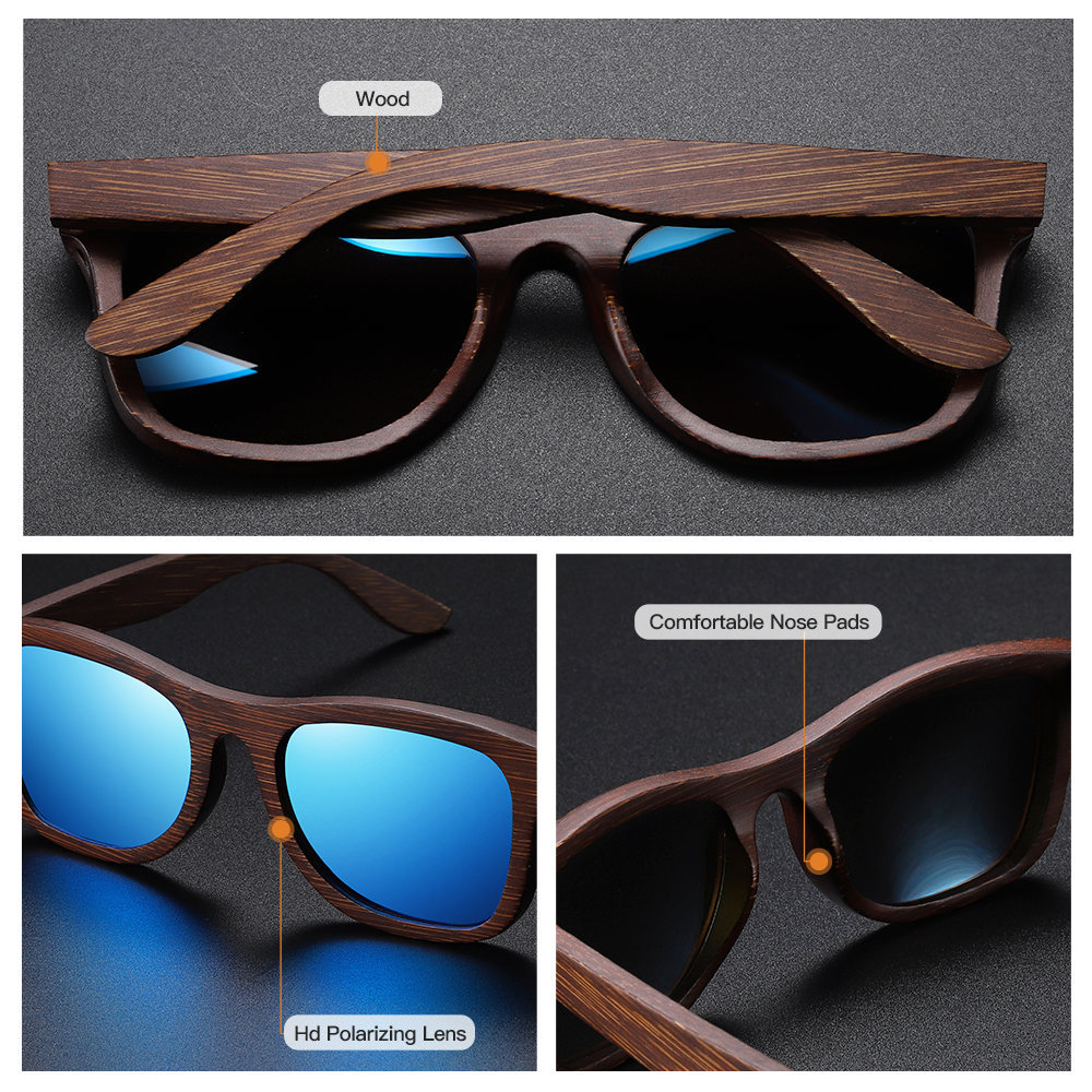 Title 4, Bamboo Wood Sunglasses Wooden Retro Polarized