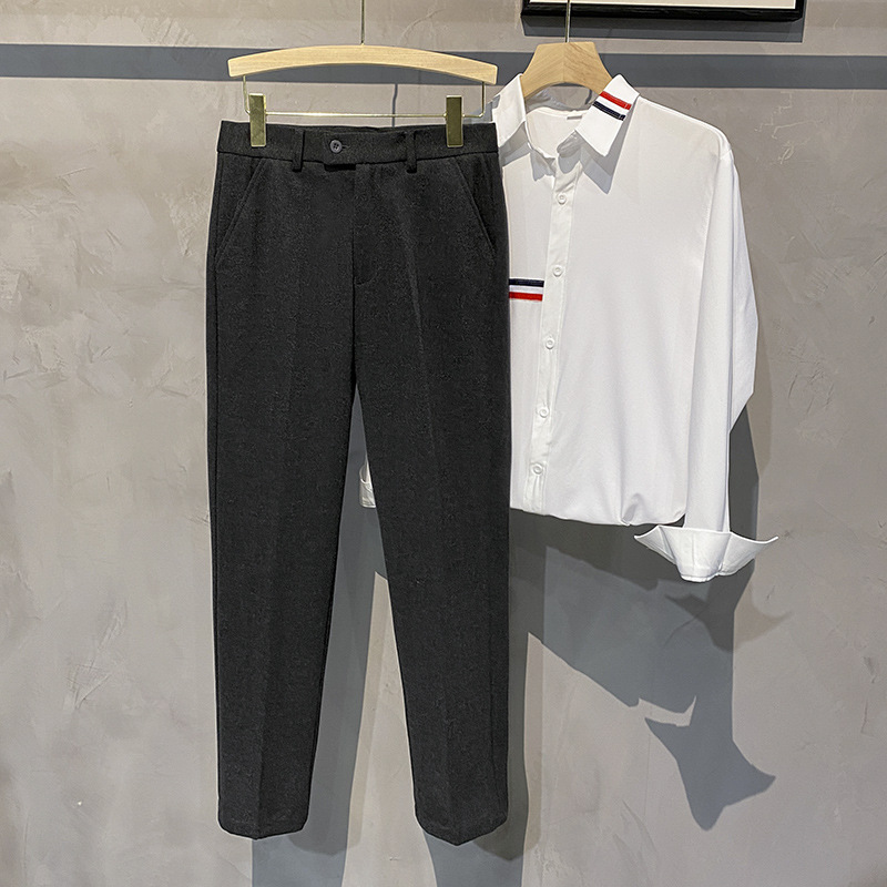 Men's All-match Brushed Woolen Trousers