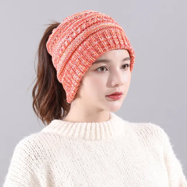 Winter New Warm Empty Top Knitted Woolen Hat White Orange - Shop at LoveMi