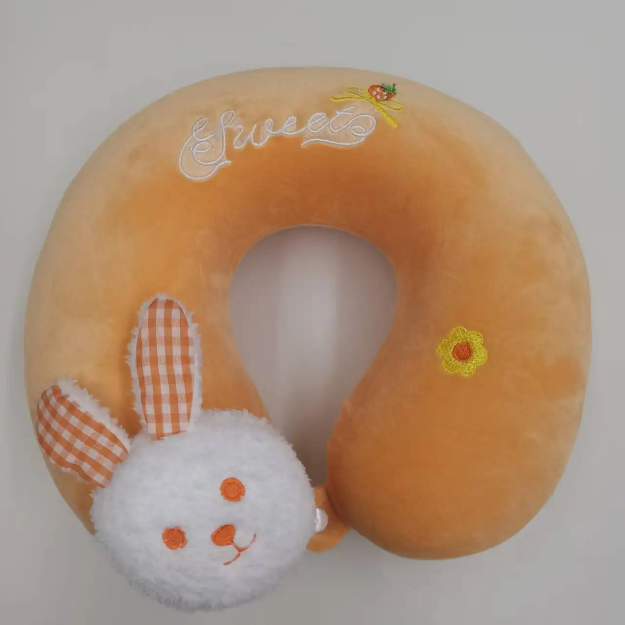 Cute Plaid Rabbit UShaped Neck Pillow, Memory