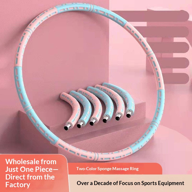 Two-color Sponge Massage Weighted Hula. Hoop. Detachable Stainless Steel Foam Hula. Hoop Abdominal Control Waist Beauty Fitness Equipment