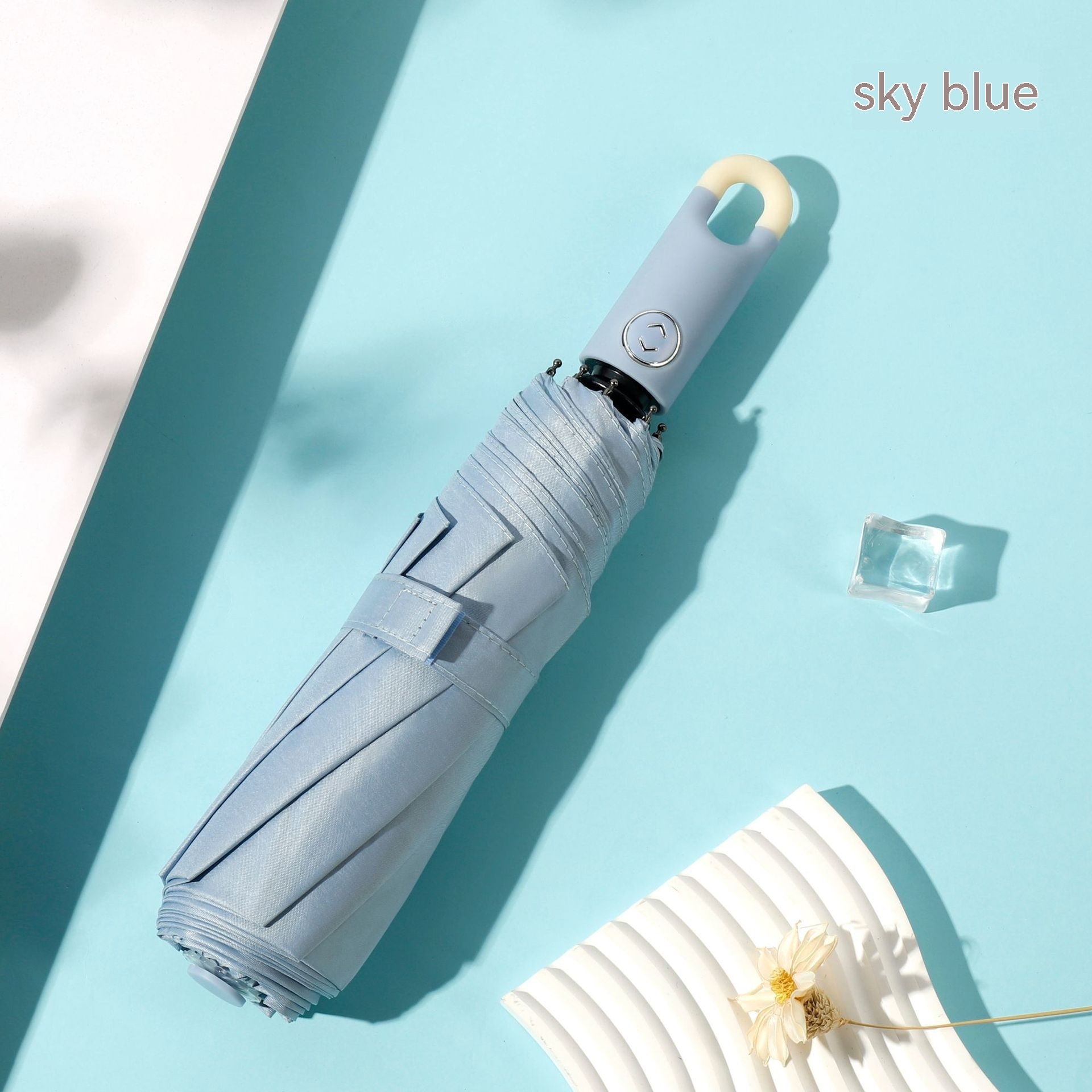Lock Folding Automatic Vinyl Sun Protective UV Umbrella - Image 8