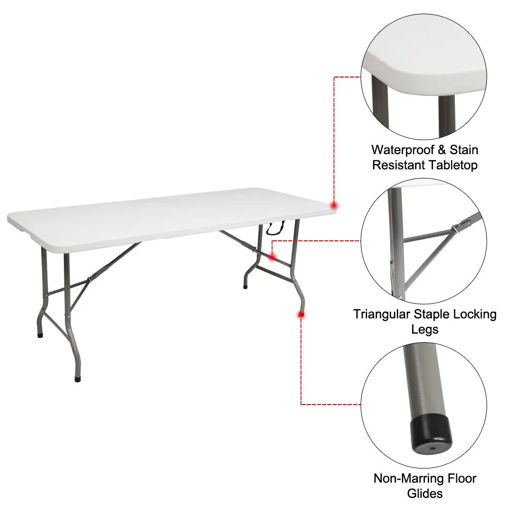 Lightweight Plastic Folding Rectangular Table For Outdoor Lounging