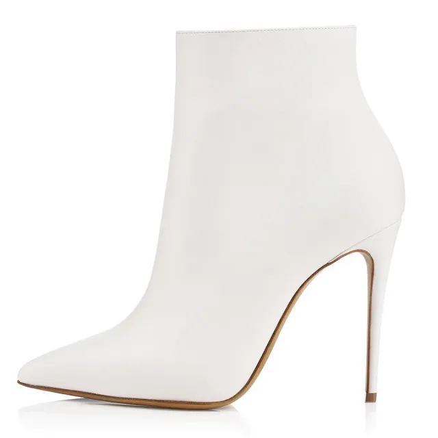 European And American Ladies Pointed Toe Short Boots Foreign Trade Large Size Black And White High Heel Ankle Boots Black - Shop at LoveMi