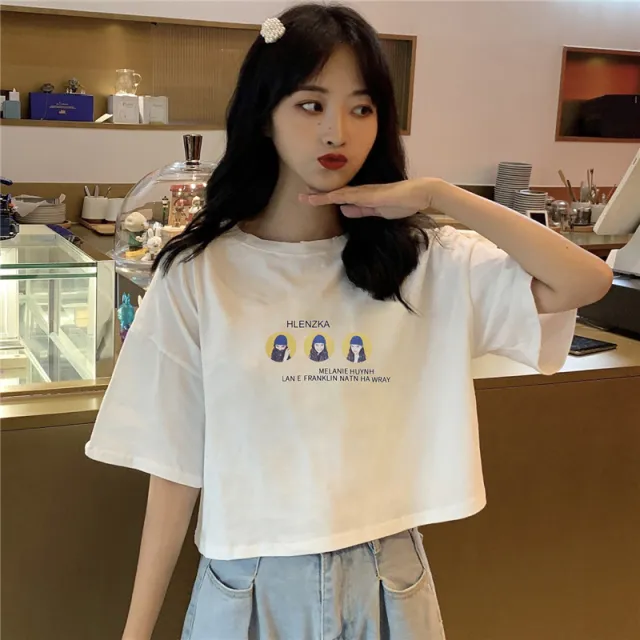 Ins Student Sweet And Spicy Hyuna Style High Waist And Navel Top Clothes White - Shop at LoveMi