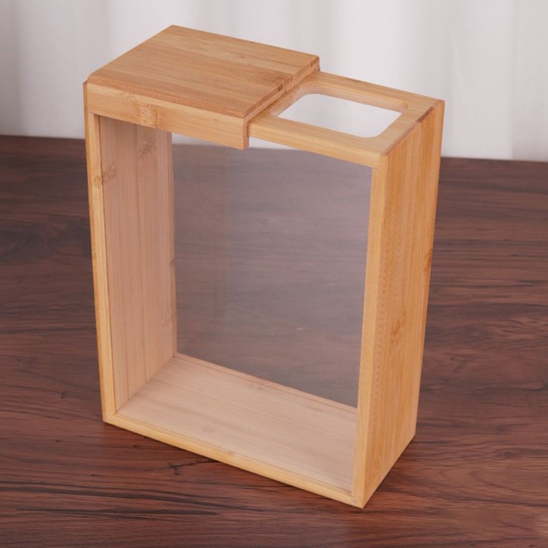 3Pcs Wooden Cereal Containers Storage Set Clear Grain