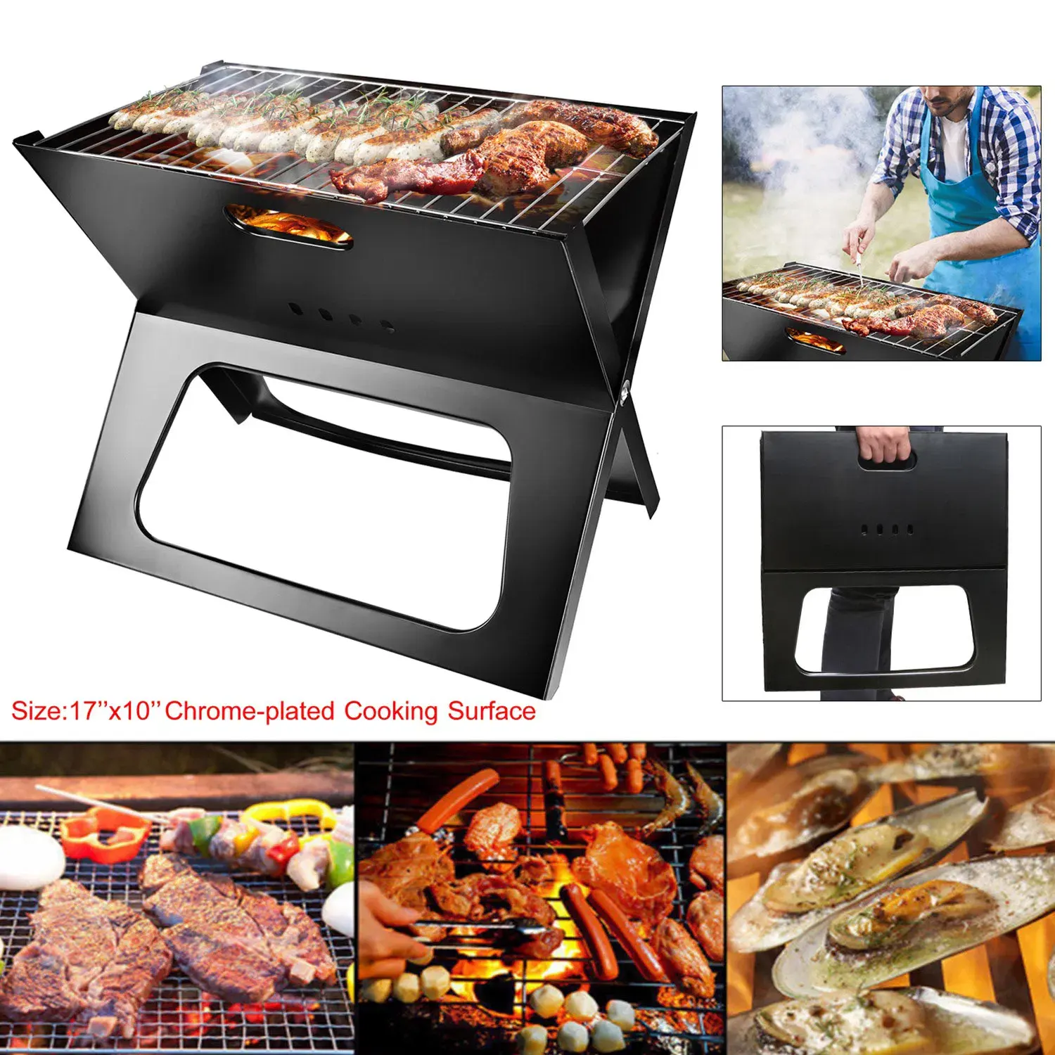 Foldable BBQ Grill Portable Barbecue Camping Garden