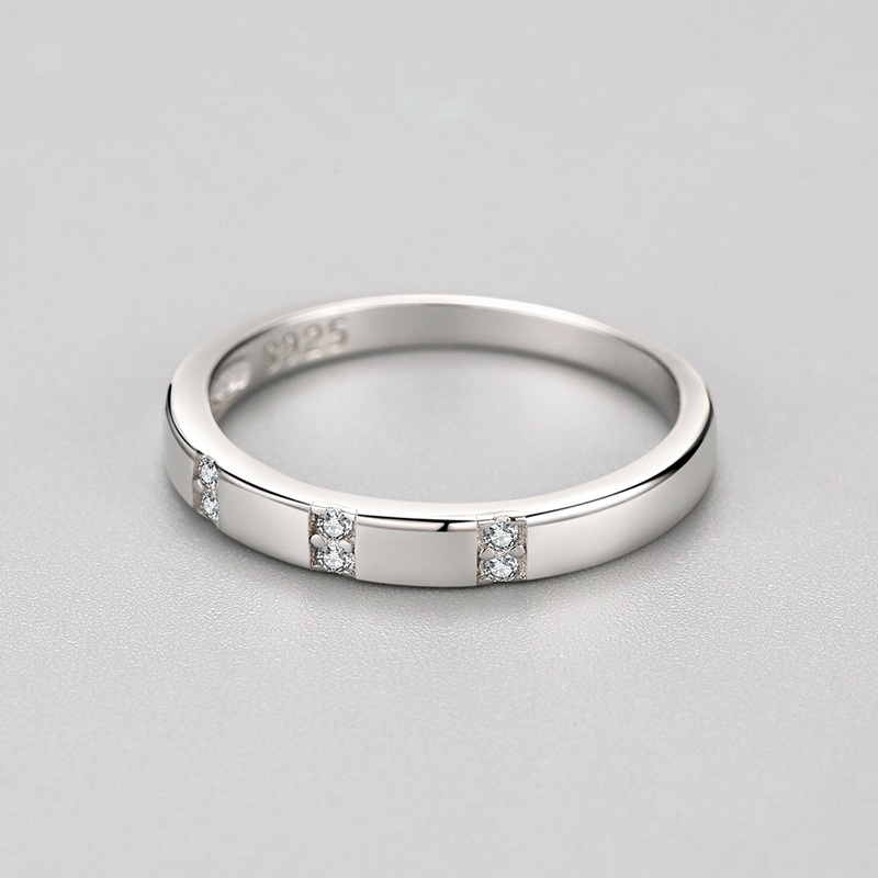 S925 Sterling Silver Micro Diamond Ring Female Fashion