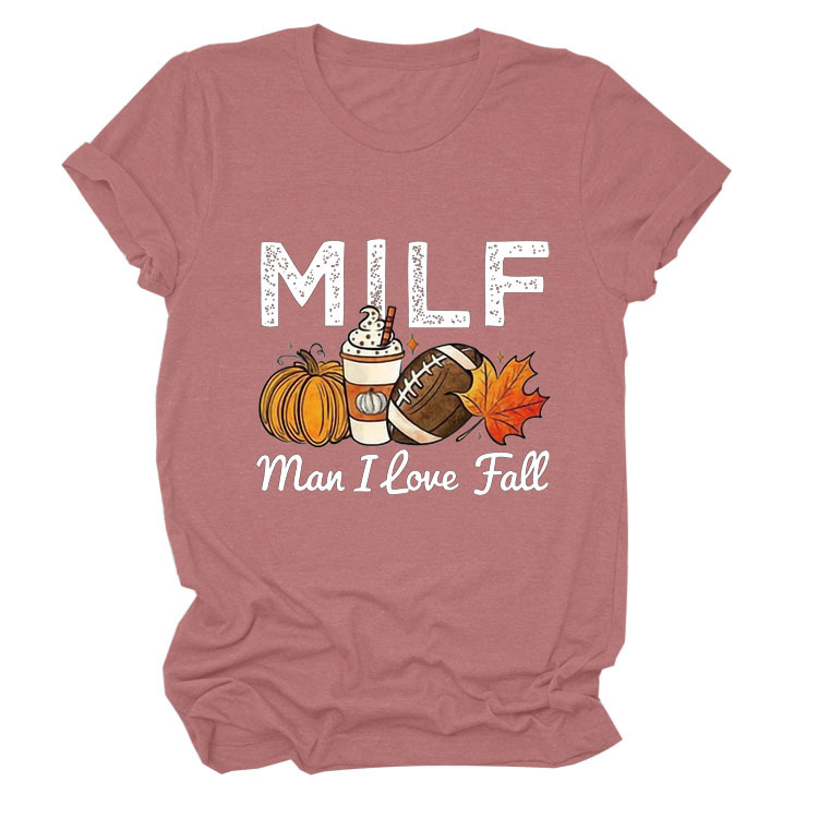 Title 7, Pumpkin Letter Print Short Sleeve T-shirt Girl....