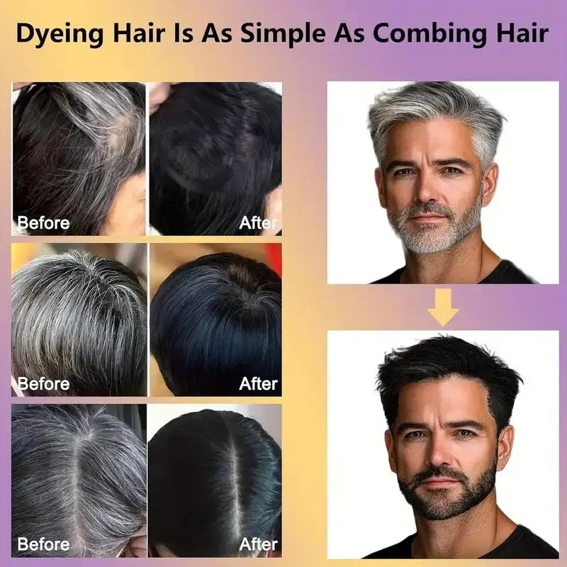 3-in-1 Black Hair Dye Shampoo, Can Cover Gray Hair, Contains Herbal Ingredients, Including Ginseng Extract, Natural Coloring.