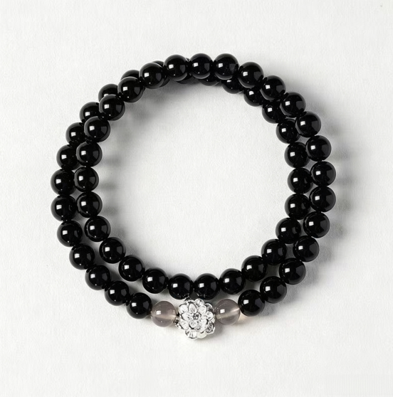 Neo Chinese Style Obsidian Beaded Bracelet