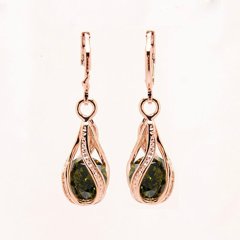 Fashionable Cubic Zircon Stone Waterdrop Cutout Dangle Hinged Earrings - Picture 8 of 11
