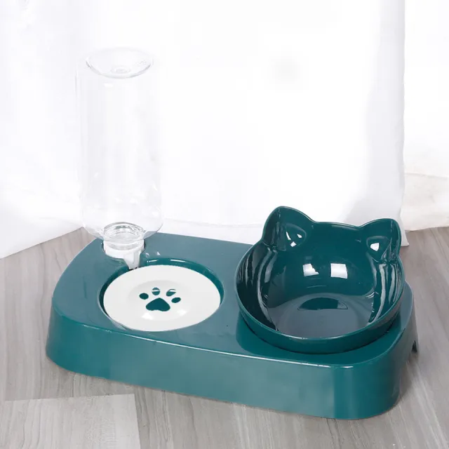 Non slip Oblique Mouth Plastic Cat Bowl Green - Shop at LoveMi