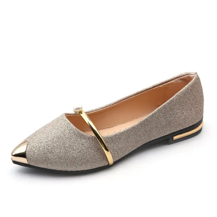 Pointed Toe Low Heel Mother Pearl Single Shoes Low Top Pumps