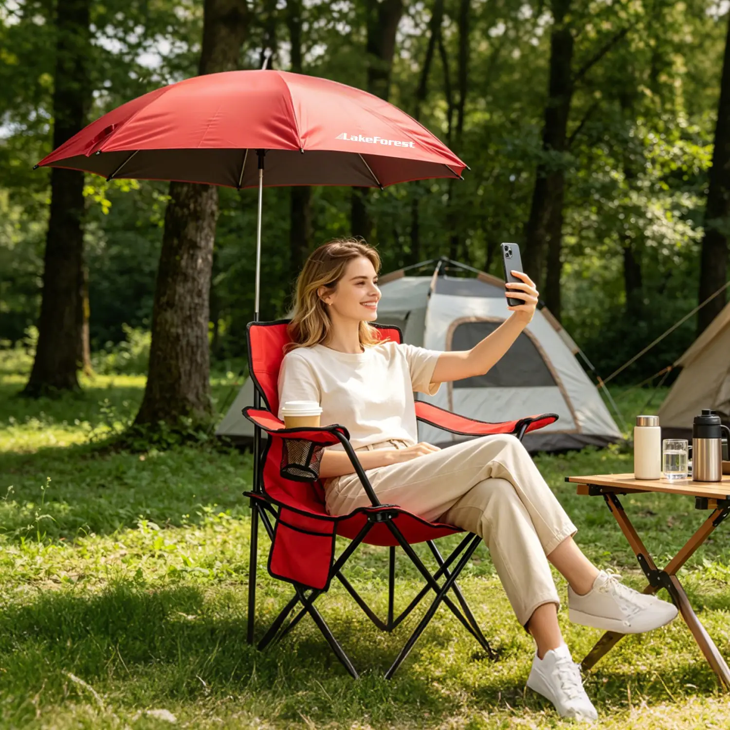 Camping Chair With Umbrella Lightweight Foldable Outdoor