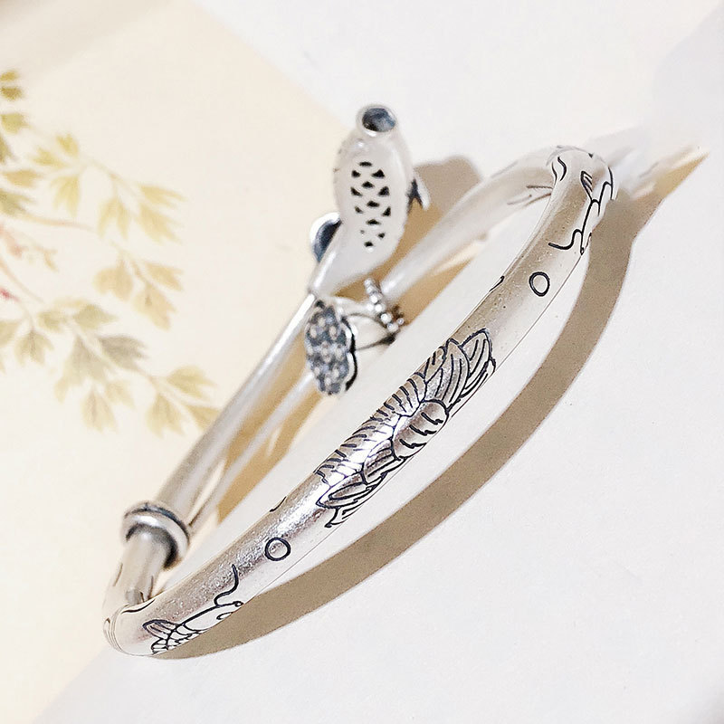 Sterling Silver Retro Literary Ethnic Bracelet
