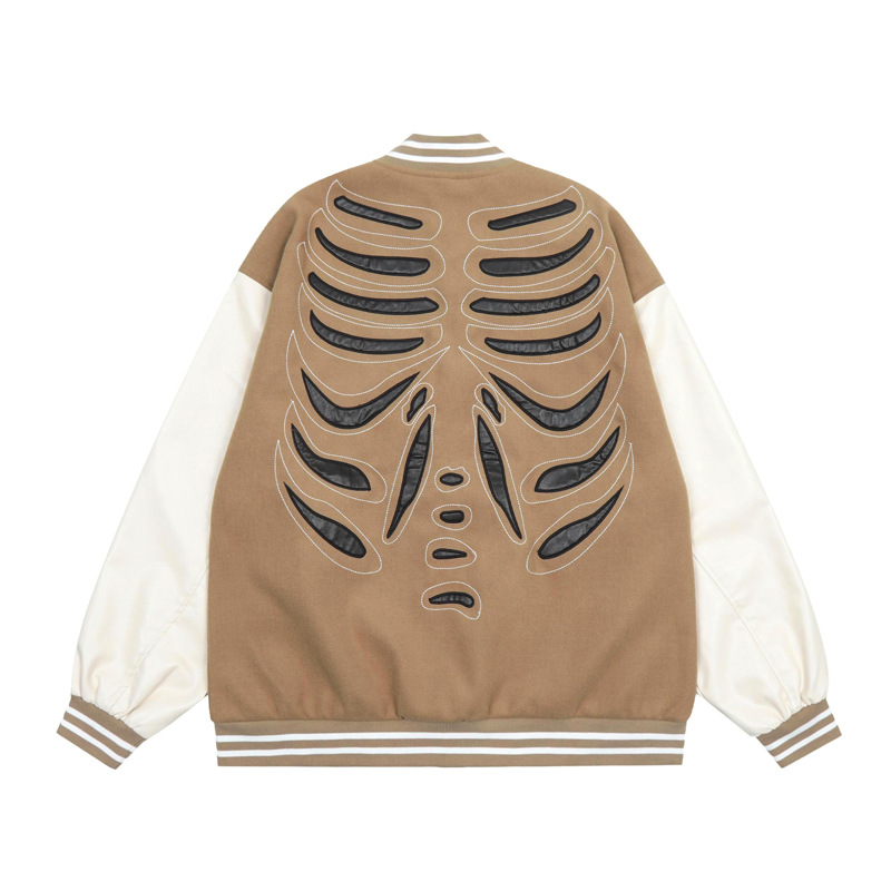 Niche Design Sense Skeleton Patch Embroidered Baseball Jacket
