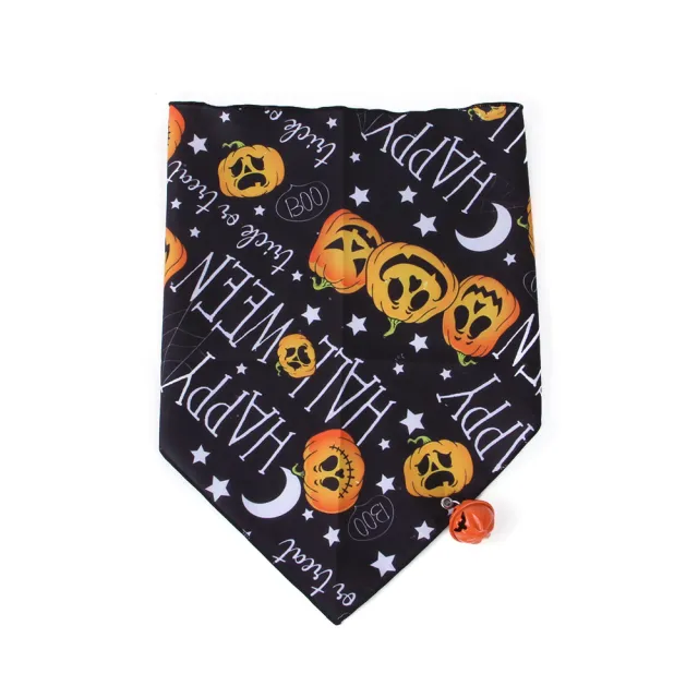 Pet Dog And Cat Halloween Print Triangle Saliva Towel Black Pumpkin - Shop at LoveMi