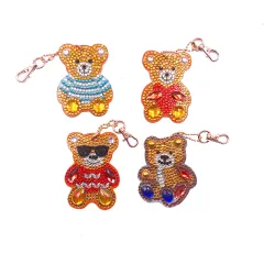 Special-shaped Diamond Rose Flower Keychain DI Pendant Diamond Painting - Bear - View 1