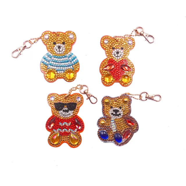 Special shaped Diamond Rose Flower Keychain DI Pendant Diamond Painting Bear - Shop at LoveMi